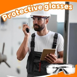 Set 4 Perechi Ochelari de Protecție KYLOS împotriva Aburirii, Razelor UV și Zgârieturilor, pentru Construcții, Atelier, Laborator, Design Ergonomic, Culoare Neagră - Img 3