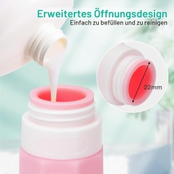 Set 5 Recipiente de Călătorie din Silicon, Sticluțe Refolosibile 100 ml 100% Etanșe cu Geantă de Depozitare, pentru Șampon și Cosmetice - Img 2