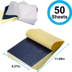 Set 50 Coli Hârtie de Transfer Tatuaje A4, Șablon Carbon 4 Straturi pentru Copiator Termic și Desen Manual, Hârtie Indigo Profesională pentru Tatuat, Body Painting și Proiecte DIY - Img 6