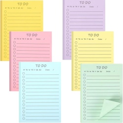 Set 6 Blocnotesuri Adezive Colorate Tip To-Do List, Notițe Pătrate, Dimensiune 10 x 15 cm