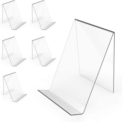 Set 6 suporti transparenie din acril Typec Home, înălțime 15 cm (6 inch), șevalet de expunere fără buzunar frontal, pentru cărți, tablete, tablouri, rame foto și farfurii