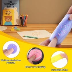 Set 8 Jucării Antistres Squishy în Formă de Biscuit, Spumă Moale TPR cu Revenire Lentă (2 Galben + 2 Albastru + 2 Roz + 2 Mov), Dimensiuni 3.8 x 1 cm - Img 3