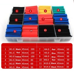 Set 850 Bucăți Tub Termocontractibil pentru Cabluri și Izolații Electrice, 12 Dimensiuni, Cutie Organizatoare, Culori Diverse - Img 6