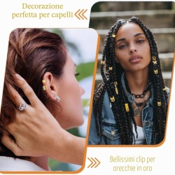 Set 90 Accesorii Aurii pentru Împletituri și Dreadlocks, Bijuterii Metalice pentru Păr, Diverse Stiluri, cu Cutie de Depozitare Transparentă, pentru Petreceri și Festivaluri - Img 4
