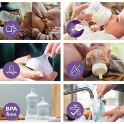 Set de 2 biberoane de sticla borosilicata pentru nou-nascuti Philips Avent Natural Response, SCY933/02, 240 ml, tetina debit 3, 1 luna + - Img 4