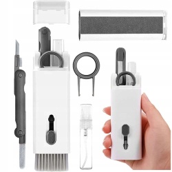 Set de curățare multifuncțional 7 în 1 pentru căști și tastatură - gri