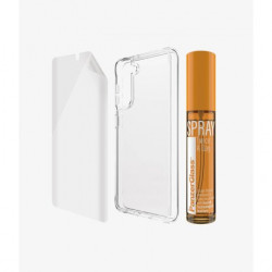 Set Folie+Husa Silicon Slim Panzer pentru Samsung Galaxy S21 Plus Transparent - Img 3