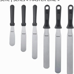 Spatulă profesională dreaptă și flexibilă pentru patiserie și bucătărie Westmark Master Line, 3 x 14 cm (lungime totală 26 cm), inox și plastic, Negru/Argintiu - Img 4