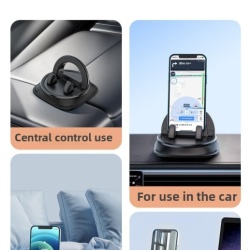 Suport Auto pentru Telefon Rotativ la 360° pe Bord, Montare cu Nano-Gel Anti-Alunecare Fără Blocarea Grilei de Ventilație, Operare cu o Singură Mână, Compatibil Universal cu Smartphone-uri 4–7 Inch, Negru (Black) - Img 2