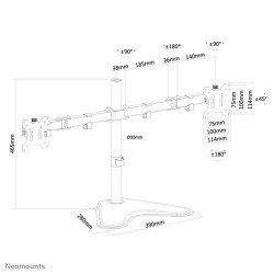 Suport birou 2 monitoare NewStar FPMA-D550DDBLACK - Img 2