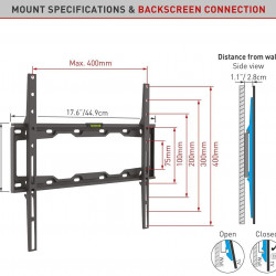 Suport TV de perete Barkan E302+.B, fix, 19"-65", Negru - Img 2