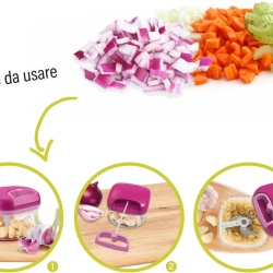 Tocător Manual cu Sfoară Pedrini, 3 Lame din Oțel Inoxidabil, Mâner Ergonomic și Bază Antiderapantă, Recipient Transparent pentru Legume și Verdețuri - Img 2