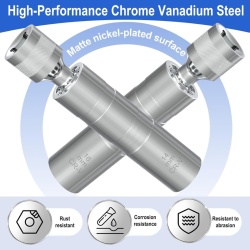 Trusă Chei Magnetice pentru Bujii 14 mm și 16 mm (9/16" și 5/8") cu Articulație Cardanică Rotativă 360°, Tubulare cu Pereți Subțiri din Oțel Crom-Vanadiu cu Profil în 12 Colțuri, Compatibile BMW, MINI, Nissan, Antrenare 3/8 Inch - Img 8
