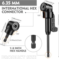 Trusă Completă 14 Piese Typec Home cu Prelungitor Flexibil de Bormașină, Adaptoare Unghiulare 105° și Cheie Tip „L” 90° la 1/4 Inch (6.35 mm), Set Biți Inclus, pentru Șurubelnițe Electrice și Spații Înguste sau Greu Accesibile - Img 6