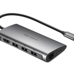 UGREEN 8in1 adaptor USB-C la HDMI 4K, 3x USB 3.0, Type-C, RJ45, SD, Micro SD