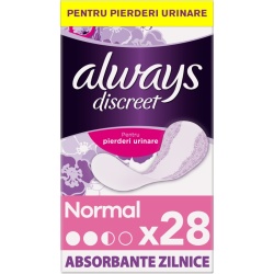 Absorbante zilnice pentru incontinenta urinara Always Discreet Normal, 28 buc