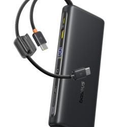 Acumulator extern Baseus EnerFill FC41 25.000 mAh, 145W, Digital Display, USB-C, USB-A, cabluri duale USB-C retractabile, Negru