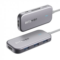 Adaptor 7w1 Blitzwolf BW-TH5 Hub USB-C pana la 3xUSB 3.0, HDMI, USB-C PD, SD, microSD - Img 1
