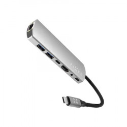 Adaptor Multiport Hub USB-C 7 in 1, Fixed, USB 3.0, Ethernet RJ45, HDMI 4K, Audio 3,5 mm, Aluminium, PD 100W