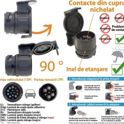 Adaptor Priză Remorcă Valonic, 13 la 7 Pini, pentru Cârlig Remorcare, Suport Biciclete și Rulotă, Negru - Img 3