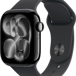Apple Watch Series 11 GPS+Cellular 42mm Aluminum Case with Black Sport Band - S/M - Jet Black