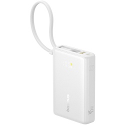 Baterie externa Baseus PicoGo 10000mAh Digital Display, cu cablu incorporat USB-C, Alb