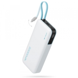 Baterie Externa Cuktech LPB200N, 20000mAh, 45W, QC + PD, 1 x USB-A - 2 x USB-C, Alba CUKP200NGLLG