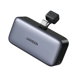 Baterie externa Ugreen 5.000 mAh, 22.5W, conector USB-C incorporat, afisaj LED, Negru