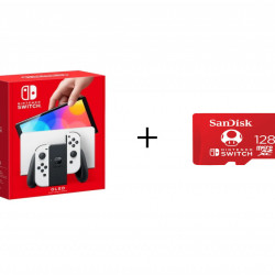 Bundle Consola Nintendo Switch OLED (Neon Blue/ Red Joy - Con) + Card de memorie SanDisk micro SDXC pentru Nintendo Switch