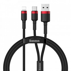 Cablu Baseus Cafule 2in1 USB la Type-C/Lightning 18W, 2.4A - 1.2m