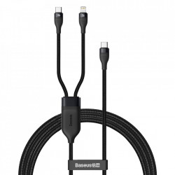 Cablu Baseus Flash Series 2in1 USB Typ C - USB Typ C / Lightning fast charging Power Delivery Quick Charge 100 W 1,2 m black (CA1T2-F01)