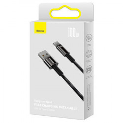 Cablu Baseus Tungsten Gold USB la USB-C, 100 W, 2 m (negru) - Img 2