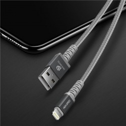 Cablu date Dux Ducis K-one , Lightning pentru iPhone certificat MFI , 5V , 2.4A , 1m , gri - Img 5