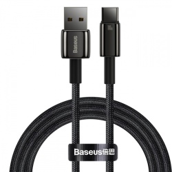 Cablu Date si Incarcare USB-A - USB-C Baseus Tungsten Gold, 100W, 1m, Negru, Resigilat CAWJ000001