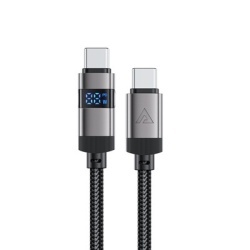 Cablu Date si Incarcare USB-C - USB-C Acefast C15-03 Display, 60W, 1.2m, Negru