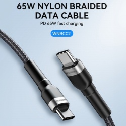 Cablu Date si Incarcare USB-C - USB-C WZK WNBCC2, 65W, 2m, Negru - Img 5