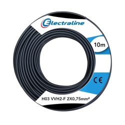 Cablu de alimentare domestic H03VVH2-F 2X0.75 10m - Bobină neagră