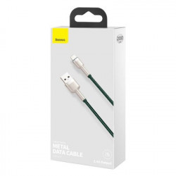 Cablu de date metalic Baseus Cafule Series USB - Lightning 2.4A 2 m verde - Img 3