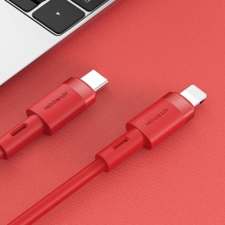 Cablu de incarcare rapida/transfer de date, Joyroom, Aluminiu/Silicon, USB-C/tip lightning PD 20 W, 1.2 m, Rosu - Img 4
