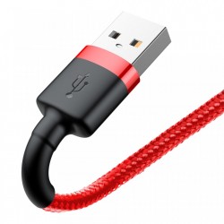 Cablu Lightning pentru iPhone, QC3.0 , 2.4A , 1M, BASEUS Cafule Durable Nylon, rosu - Img 6