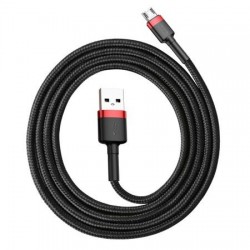 Cablu micro USB QC3.0 2.4A 1M, BASEUS Cafule Durable Nylon, negru + rosu - Img 6