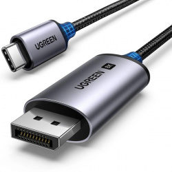 Cablu Ugreen CM556 cu conectori USB-C si DisplayPort 8K, lungime 1 m - gri