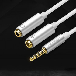 Cablu Ugreen splitter casti mini mufa 3,5 mm - 2 x mini mufa 3,5 mm (2 x iesire stereo) 20 cm alb (AV134) - Img 6