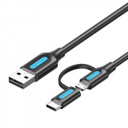 Cablu USB 2 in 1 USB 2.0 la USB-C/Micro-B USB Vention CQDBF 1m (negru)