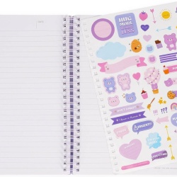 Caiet Mecanic A5 cu Spirilă Legami Design Teddy Bear, Liniatură 7 mm, 160 Pagini, Hârtie Certificată FSC, Include Set Stickere și Închidere Elastică, 15 x 21 cm - Img 3