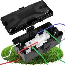 Casetă de Protecție Impermeabilă Typec Home pentru Cabluri Exterior, Cutie Etanșă IP54 pentru Prelungitoare, Prize și Conexiuni Electrice, Capacitate Mare, Garnituri din Cauciuc cu Cleme de Fixare, Negru