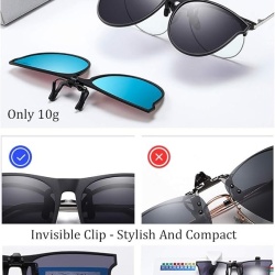 Clip-on ochelari de soare polarizati si rabatabili (flip-up), rama usoara TR90, atasabili peste ochelari de vedere, pentru sofat, pescuit si activitati in aer liber - Img 5