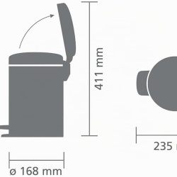 Coș de gunoi cu pedală Brabantia NewIcon, capacitate 5L, închidere silențioasă Soft-Close, găleată interioară detașabilă, Dreamy Crem - Img 2