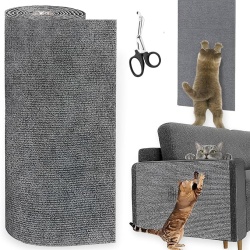 Covoraș autocolant pentru zgâriat pisici, 200 x 30 cm, rolă decupabilă anti-zgârieturi, protecție canapea, perete, mobilă și ansambluri joacă, Alb