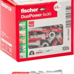Dublu fixator fischer DuoPower 6 x 30, 100 bucati, putere mare, utilizare universala
